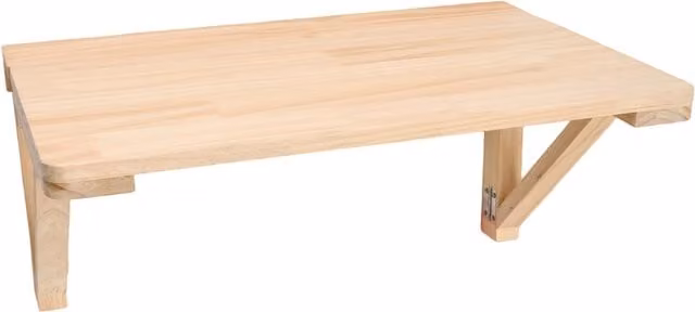 Livingandhome Wall-mounted Folding Table with Wooden Brackets in Brown/Beige, Width: 60 cm