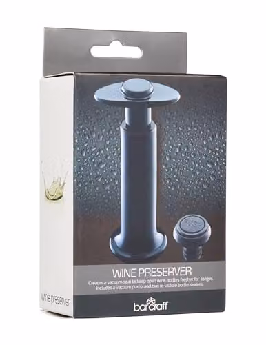 BarCraft Wine Vacuum Pump and Bottle Stopper Set in Black, 3 Pieces – 4