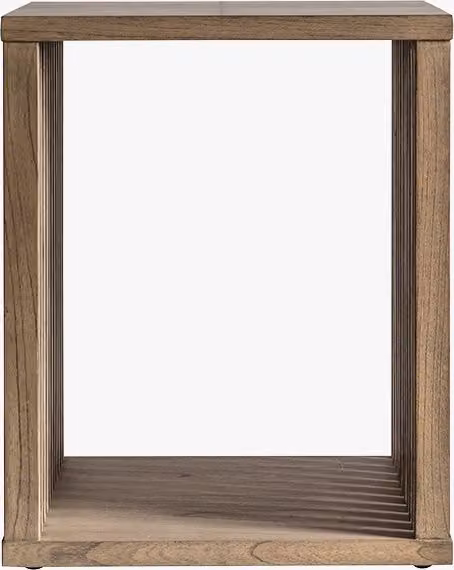 Macawen Mindi Oriental Square Wood Side Table in Beige and Brown