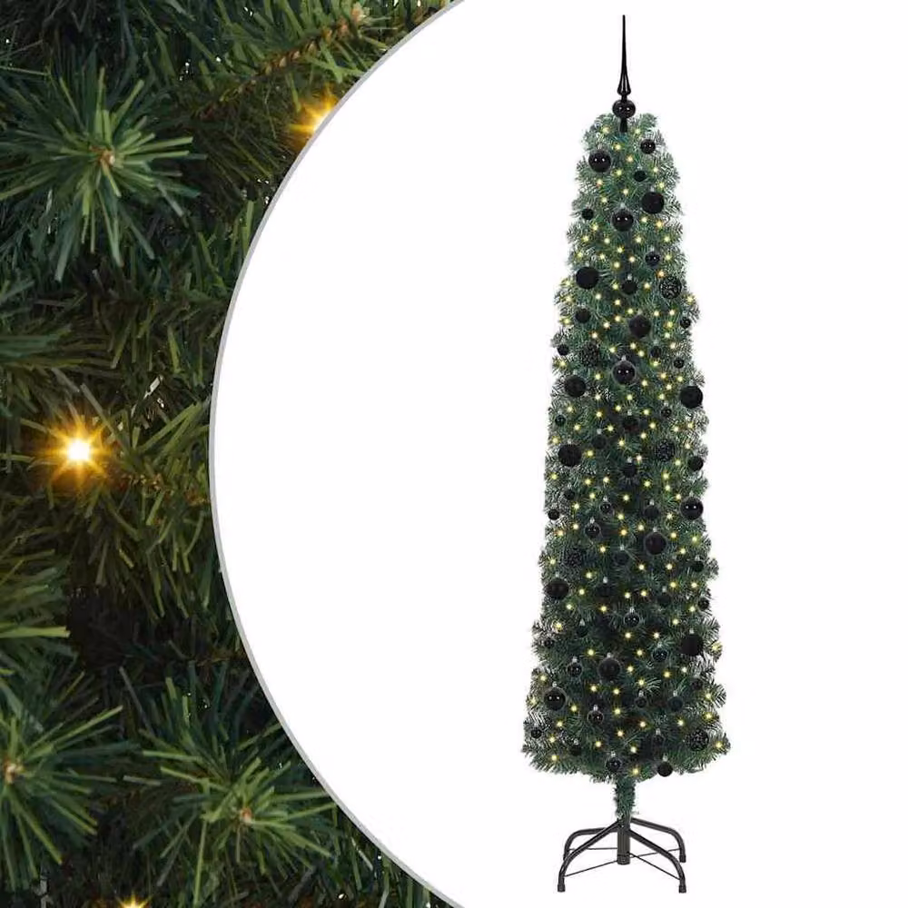 Berkfield Home Artificial Christmas Tree with 300 Warm White LEDs and Stand, Green – 3