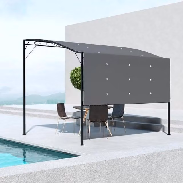 Chilli Seating Grey Wall-Mounted Metal and Polyester Patio Awning Canopy W: 3 m, D: 2.5 m