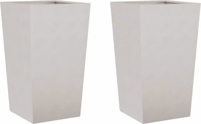 Berkfield Home Stainless Steel Garden Planter Tubs, 2 Pieces, Light Grey, W/D/H: 45 x 45 x 75 cm