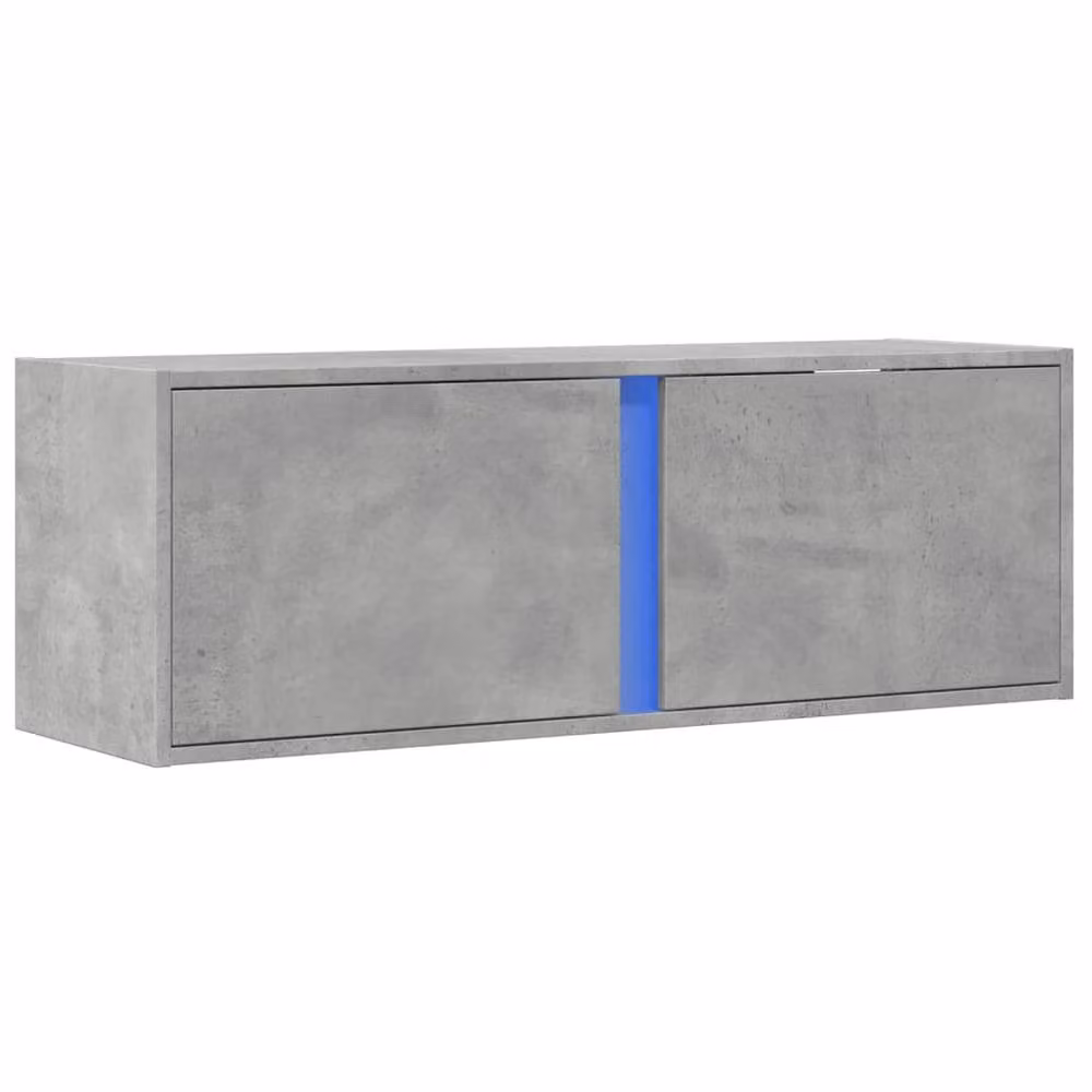 Berkfield Home Modern Wall Mounted TV Cabinet with LED Lighting in Concrete Grey W/D/H: 100 x 31 x 35 cm – 2