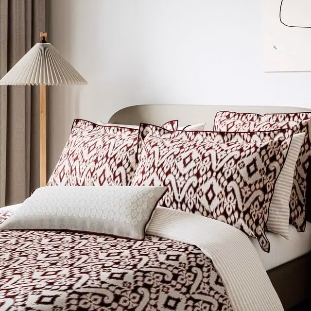 Bedeck of Belfast Sato Double Reversible Cotton Percale Duvet Cover and Pillowcase Set, Purple
