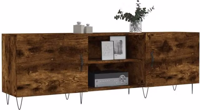 Berkfield Home Smoked Oak TV Cabinet in Brown, W/D/H: 150 x 30 x 50 cm