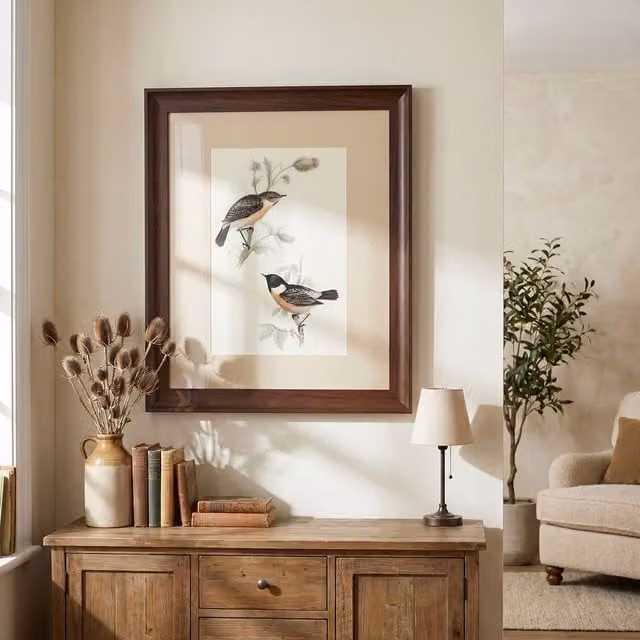 Orsina Framed Birds 2 Wall Art Illustration in Brown – 1