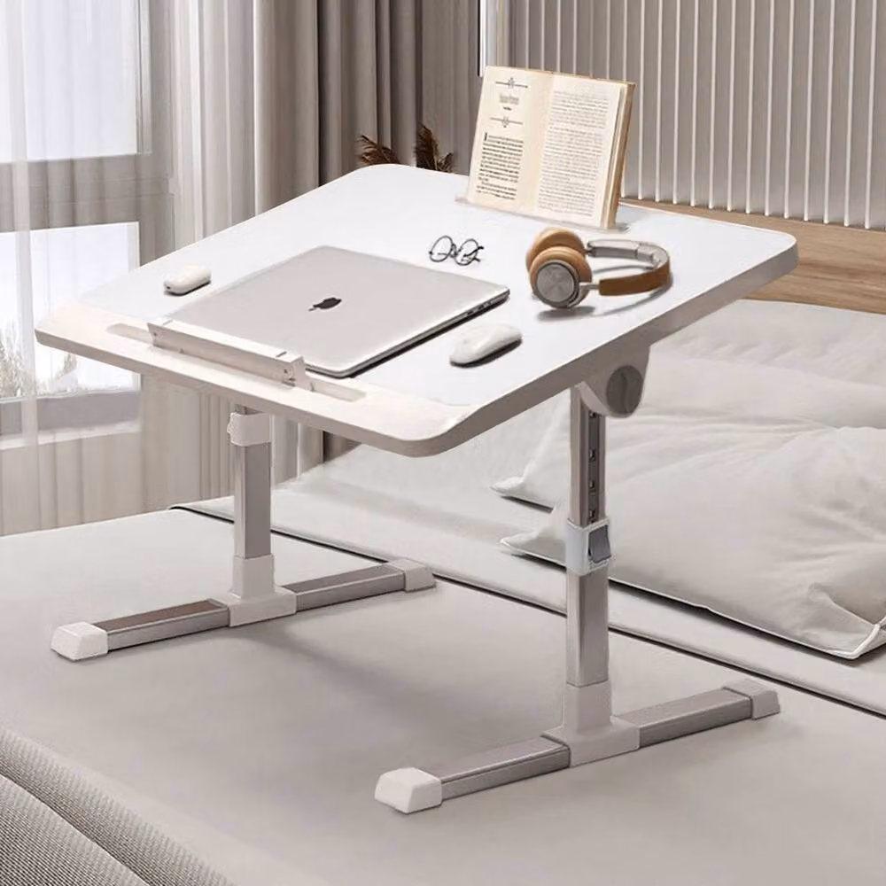 EONLION White Folding Laptop Table and Bed Tray with Adjustable Height and MDF Laminate Top – 2