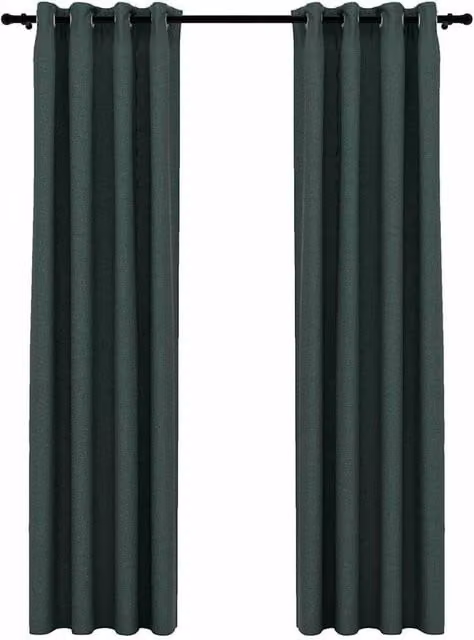 Berkfield Home Linen-Look Blackout Curtains with Eyelets, 2 Pack, Green, W: 140 cm, H: 245 cm – 1
