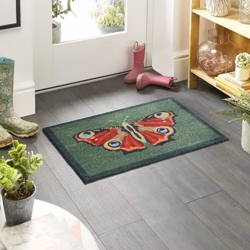 My Mat Butterfly Washable Non-Slip Indoor Mat, Multicolour, W: 50 cm, D: 75 cm – 2
