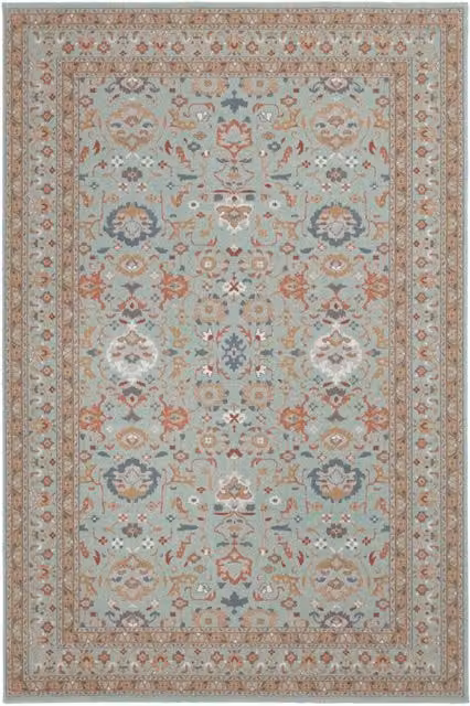 The Rug Shop UK Traditional Blue Floral Machine Woven Wool Area Rug W: 135 cm, L: 200 cm