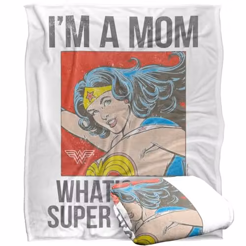 LOGOVISION Wonder Woman I'm A Mom Comic Super Soft Silky Touch Fleece Throw Blanket, Multicolour, W: 127 cm, H: 152.4 cm – 1