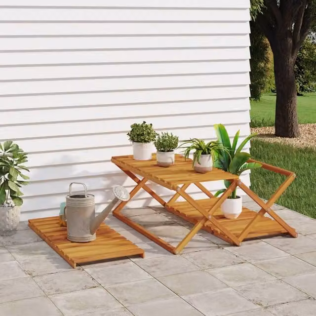 Berkfield Home Beautiful 3-Tier Folding Acacia Wood Shoe Rack, Brown, W: 70 cm, D: 31 cm, H: 63 cm – 1