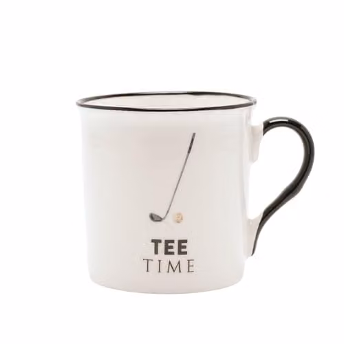 Widdop and Co Harvey Makin Hobbies Golfing Ceramic Mug in White and Black – 1