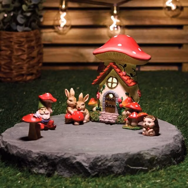Ornate Collection Mushroom Garden Set Multicolour Plastic Tabletop Decor