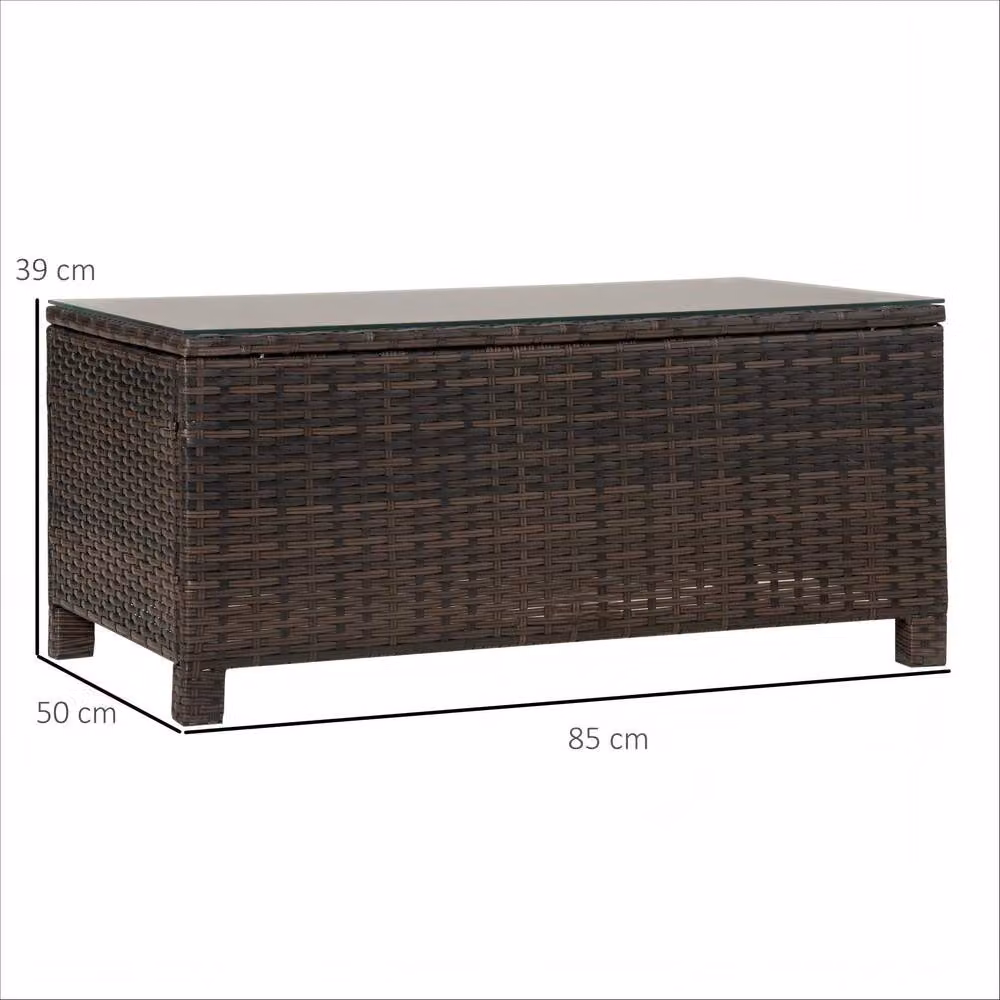 STILVORA Garden Coffee Table with Glass Top in Brown – 3