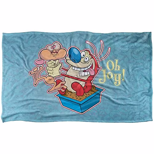 Ren and Stimpy Nickelodeon Silky Touch Super Soft Fleece Throw Blanket, Multicolour, W: 91 cm, D: 147 cm