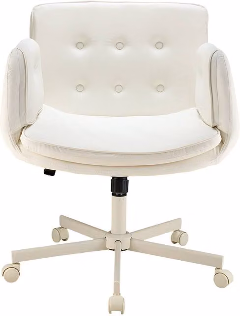 Garden Sanctuary Modern Fabric Task Chair with Armrests and Castors in Beige