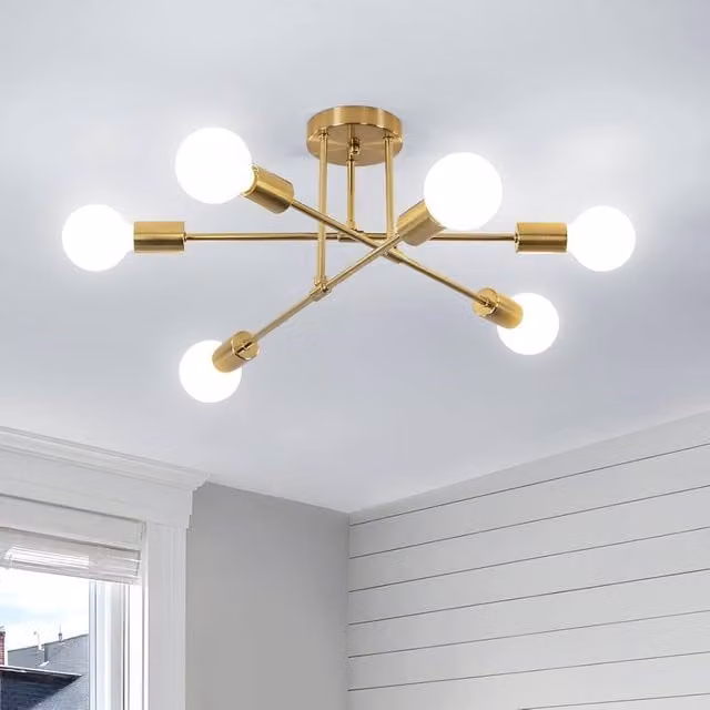 Goeco Industrial Vintage Metal Pendant Light in Gold/Brass with E27 Fitting