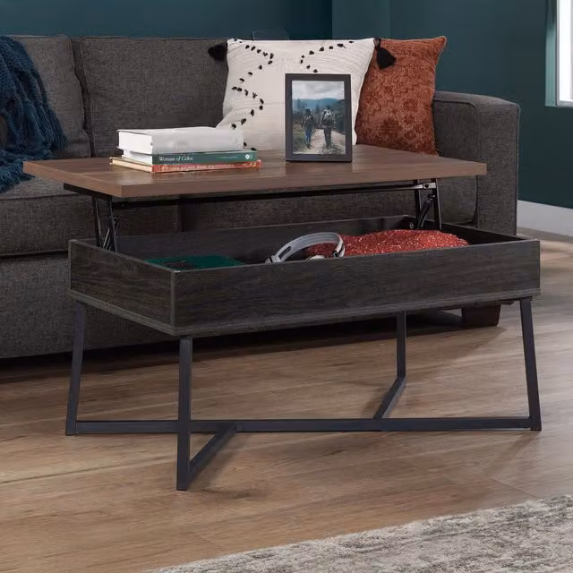 Teknik Office Canyon Lane Lift Up Coffee-Work Table in Brew Oak Effect Brown
