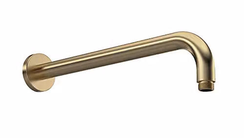 nuie ARM801 Modern Round Wall Mounted Fixed Shower Arm in Brushed Brass