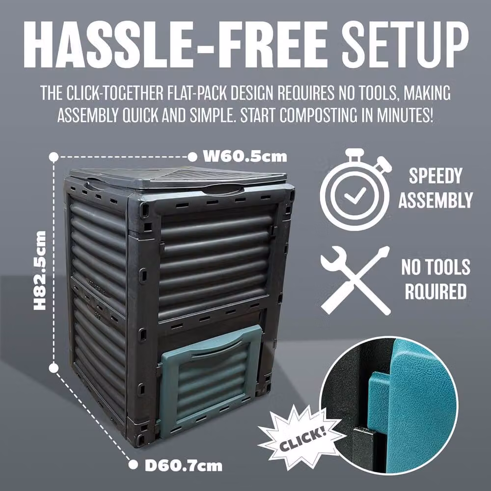 BARGAINS-GALORE 300l Outdoor Garden Compost Bin with Flip Lid in Black – 3
