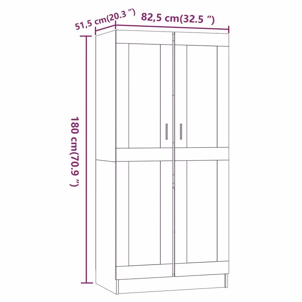 Berkfield Home Smoked Oak Wardrobe in Brown, W/D/H: 82.5 x 51.5 x 180 cm – 3