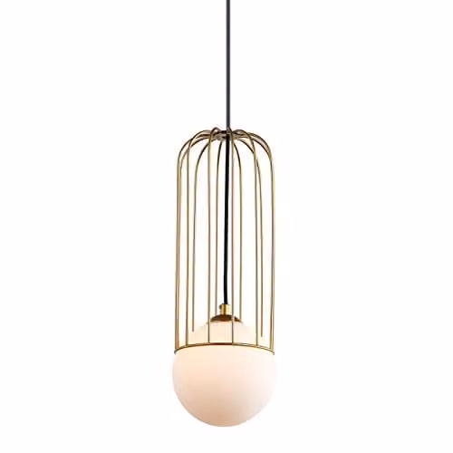 Netlighting Modern Suspended Cylinder Pendant Light in Gold and White with G9 Socket