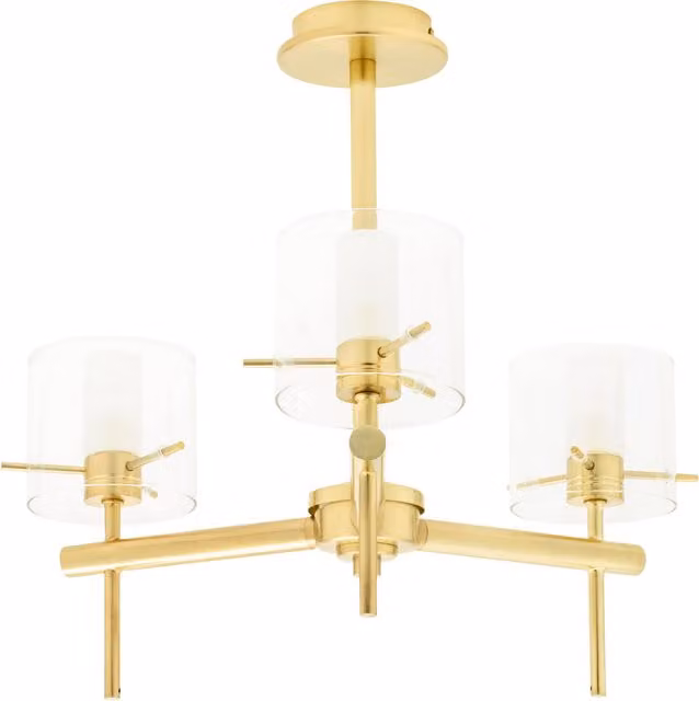 Litecraft Lincoln Modern Bathroom Ceiling Light in Brass and Transparent Glass