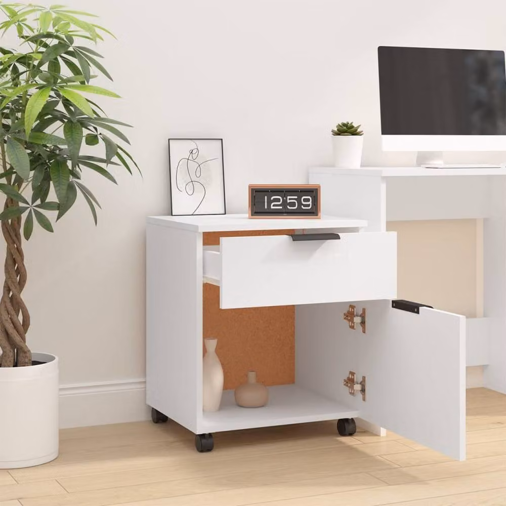 Berkfield Home Mobile File Cabinet with Wheels in White, W/D/H: 45 x 38 x 54 cm – 2