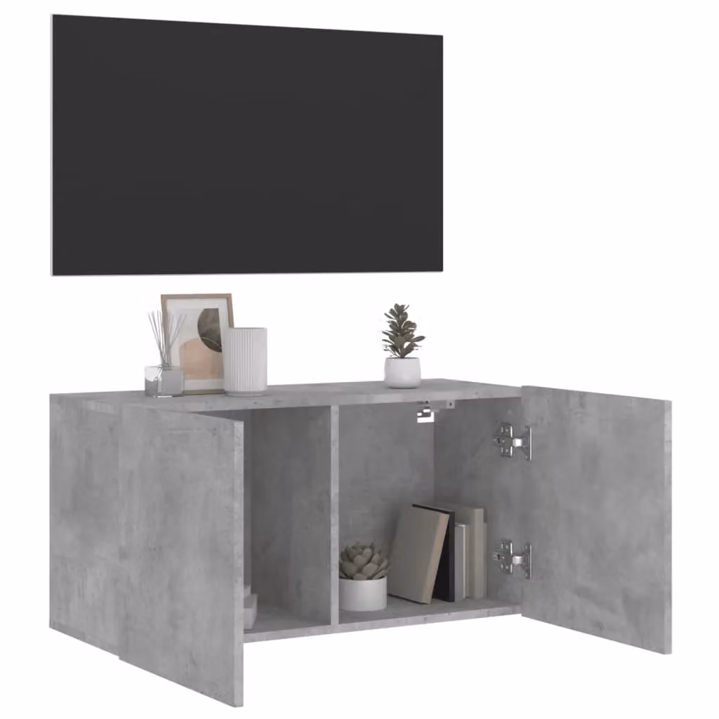 Berkfield Home Wall-mounted TV Cabinet in Concrete Grey, W/D/H: 80 x 30 x 41 cm – 4