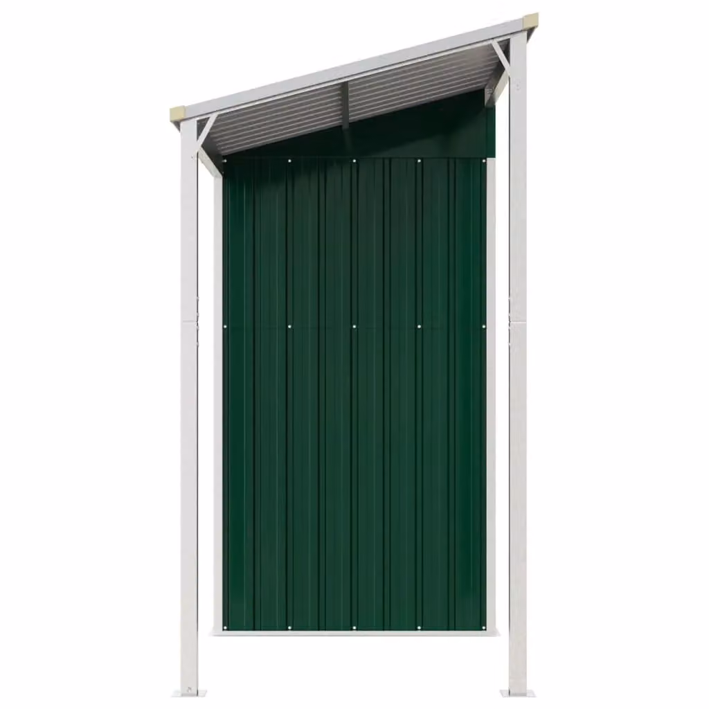 Berkfield Home Garden Shed with Extended Roof, Green, W/D/H: 277 x 110.5 x 181 cm, Galvanised Steel – 3