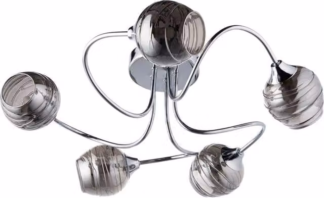 First Choice Lighting Marple 5 Light Flush Ceiling Light in Chrome and Smoke Glass
