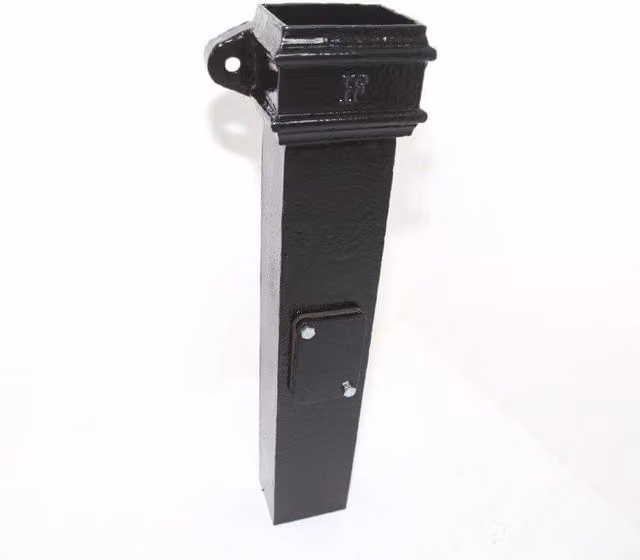 Hargreaves Premier Cast Iron Square Downpipe Eared Access Pipe, Black, 100mm