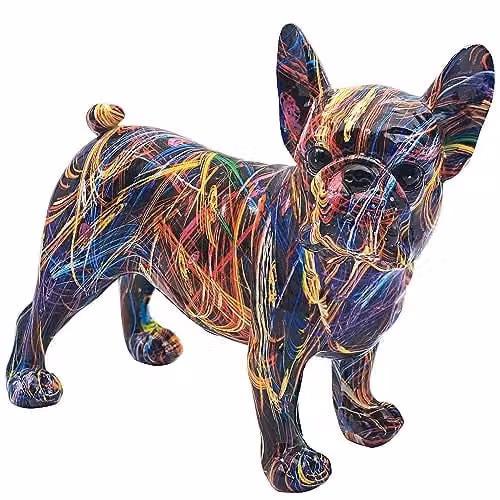 Garden Greatness Supernova French Bulldog Ceramic Ornament, Multicolour, H 24.0 cm x W 24.0 cm x D 24.0 cm