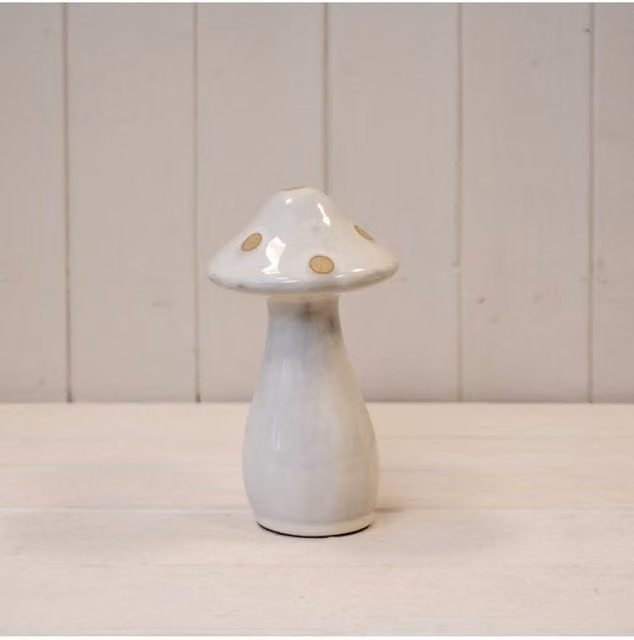 KDMD Small Cream Ceramic Mushroom with Sand Dots