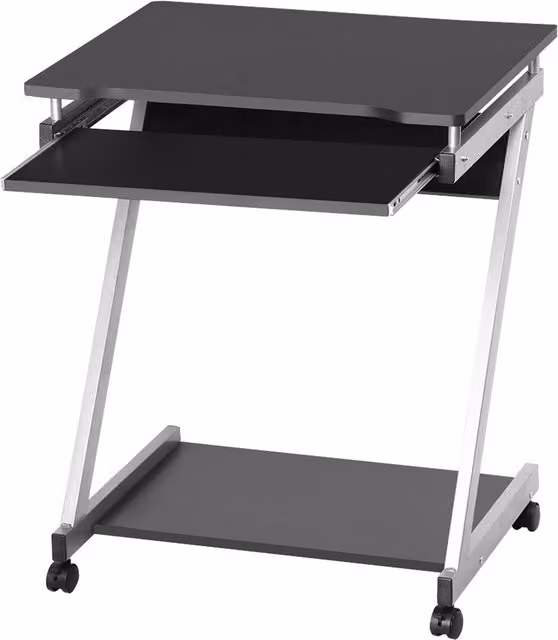 Yaheetech Modern Z-Shaped Computer Desk with Sliding Keyboard in Black