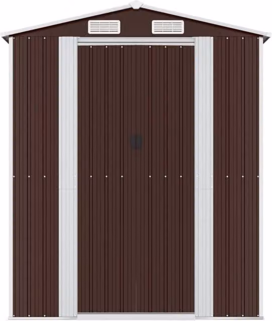 Berkfield Home Garden Shed in Dark Brown Galvanised Steel, W/D/H: 192 x 855 x 223 cm – 1