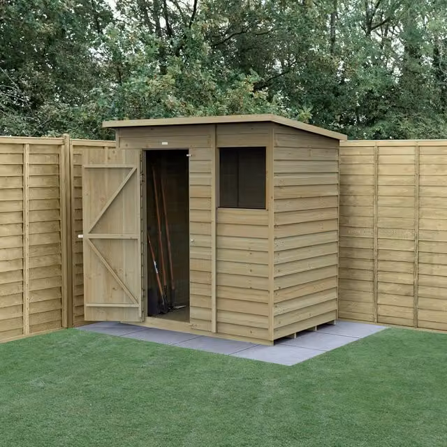 4LIFE Forest Garden Pent Wood Shed in Brown with Base and Floor