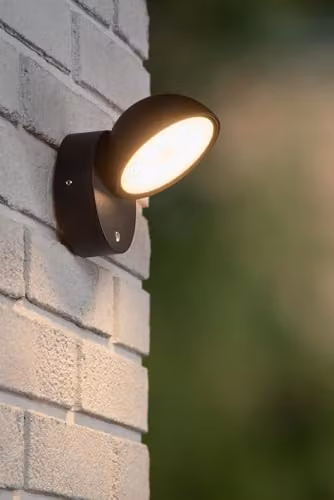 Lucide Finn Modern Black LED Outdoor Wall Light with Dusk Sensor and Warm White Light – 2
