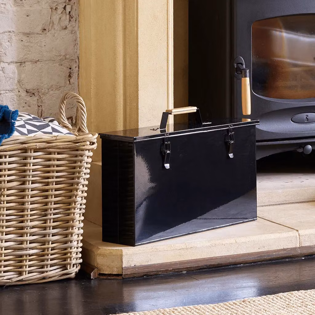 Valiant Ash Carrier Box, Firelighter Storage and Match Holder in Black with Gloss Lacquer Finish – 3
