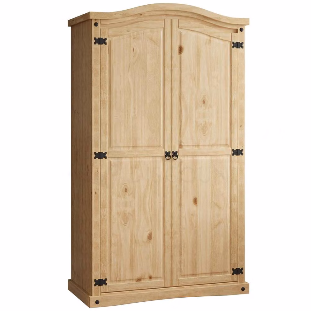 FORGEVIO 2 Door Solid Pine Wood Mexican Style Wardrobe in Beige – 3