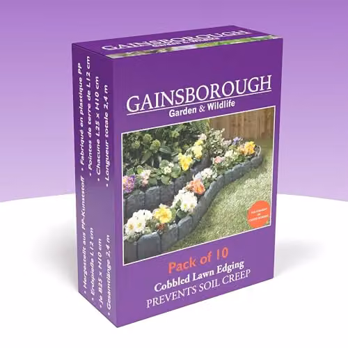Gainsborough Grey Stone Effect Interlocking Garden Lawn Edging, 10 Pack, 2.4m Total Length – 6