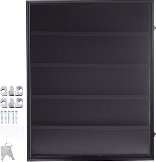 Ventryn Lockable UV Protection Graded Sports Card Display Case, Black, W: 77.5 cm, H: 77 cm, D: 62.2 cm