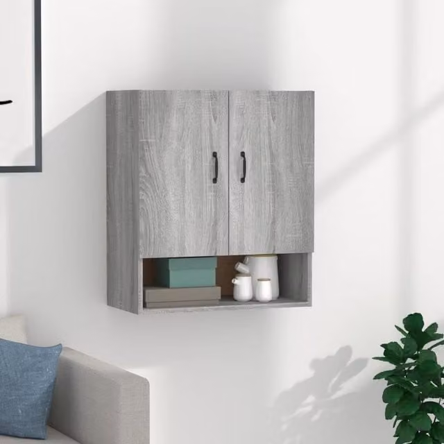 Berkfield Home Wall Mounted Cabinet in Grey, W/D/H: 60 x 31 x 70 cm