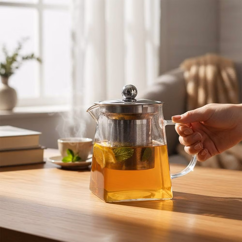 Four Candle Glass Infuser Teapot in Transparent, 350ml – 2