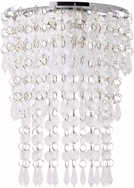 ValueLights Silver Acrylic Droplet Ceiling Pendant Light with Transparent Chrome Details