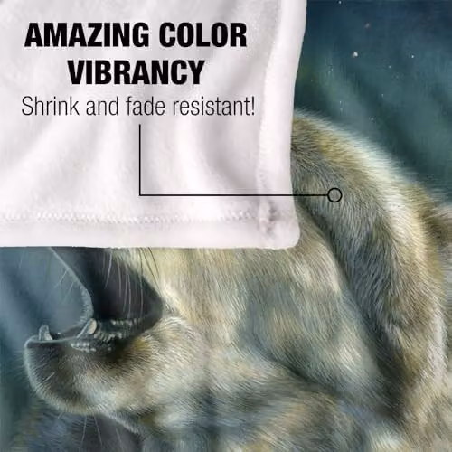 JQ Licensing Howling Wolf Aurora Super Soft Snuggle Blanket, Blue Multicolour, W: 91.44 cm, H: 147 cm – 4