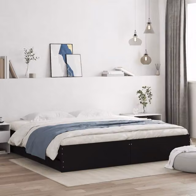 Berkfield Home Super King Bed Frame with Drawers, Black, W/D/H: 180 x 200 cm