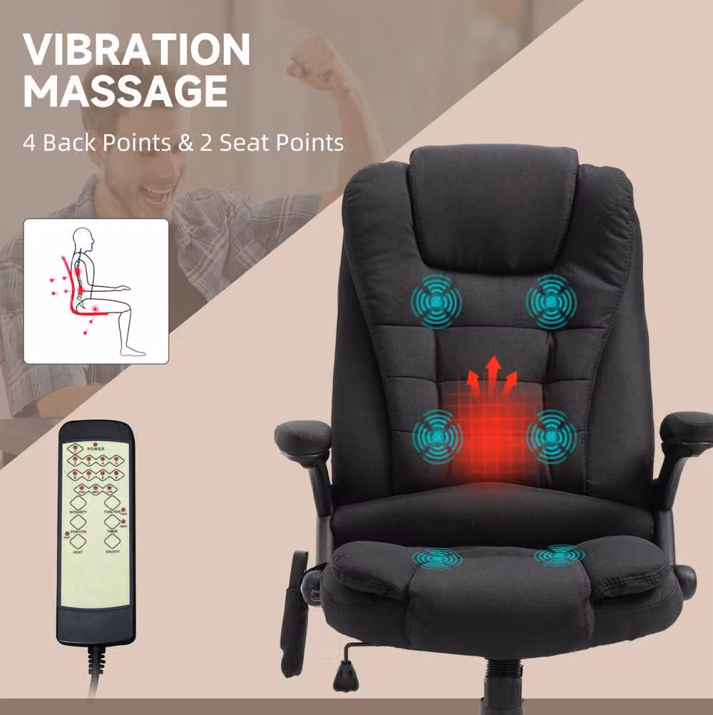 STILVORA Black Fabric Massage Recliner Chair with 360 Degree Swivel and Armrests – 4