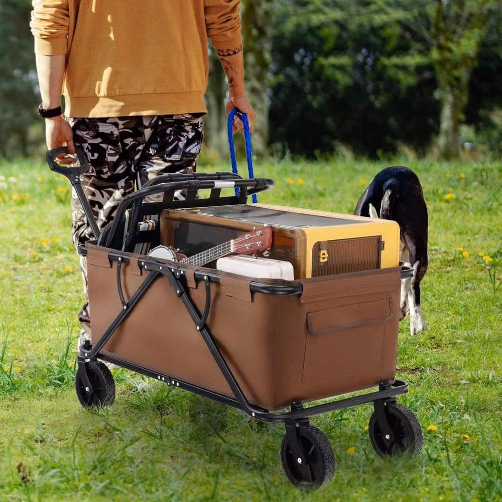 KORVIXA Heavy-Duty Collapsible Foldable Wagon Cart, Brown – 3